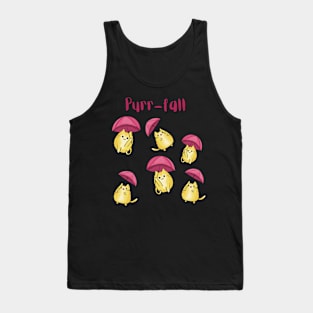 Purr-fall cute cats and kitten raining with umbrellas Tank Top